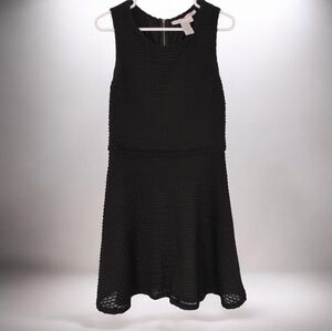 Max Studio Fit & Flair A-Line Black Scoop Neck Sleeveles Textured Mini Dress - L